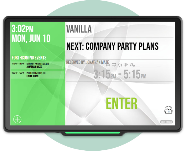 Door Tablet SL room display showing the room Vanilla as available to enter
