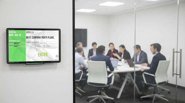 Room Booking Device Display Outside Boardroom 