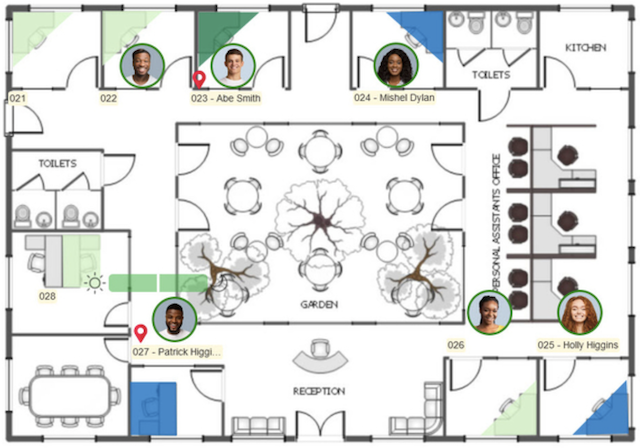 Door Tablet desk booking solution; Floor Plan View