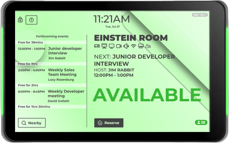DT-IDA-S 10.1-inch Android device for room scheduling