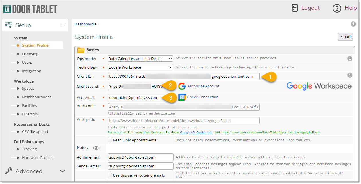 Click on 'Authorize Account':