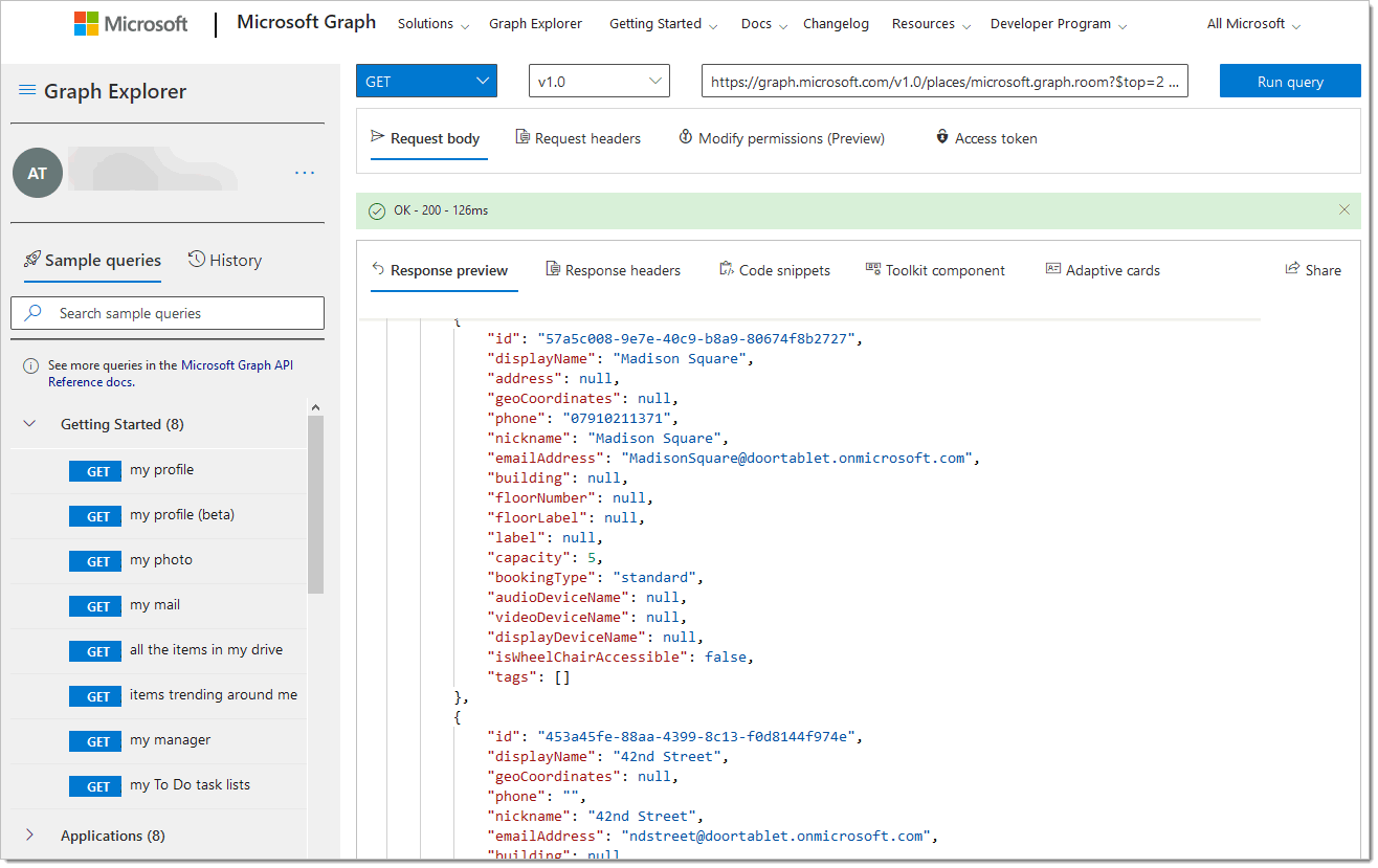 From here you should see the rooms you've created appear in the response preview below: