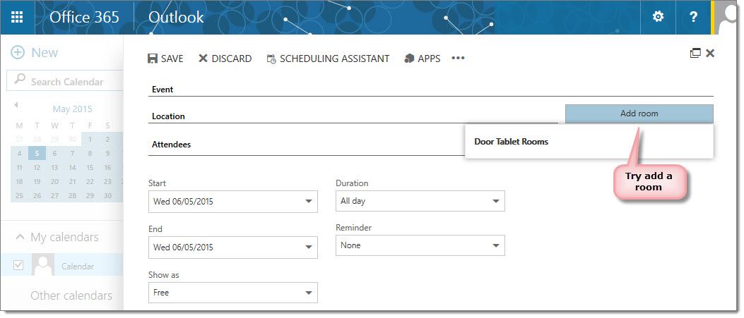 Check that your meeting space lists are updated in Outlook: