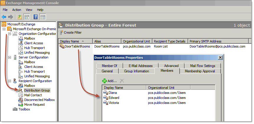 Result, as viewed in the Exchange Management Console: