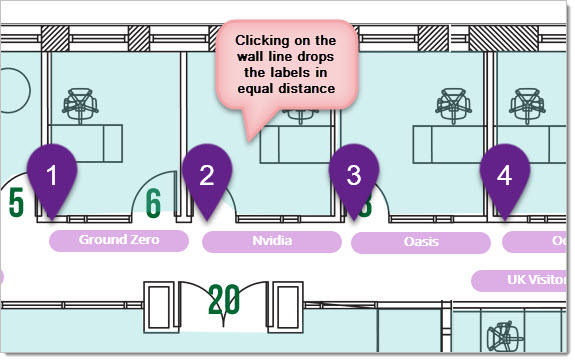 When you add a drop or shift value, and then click on the canvas to place a label, use a line, such as a wall line as your marker. The result will be better