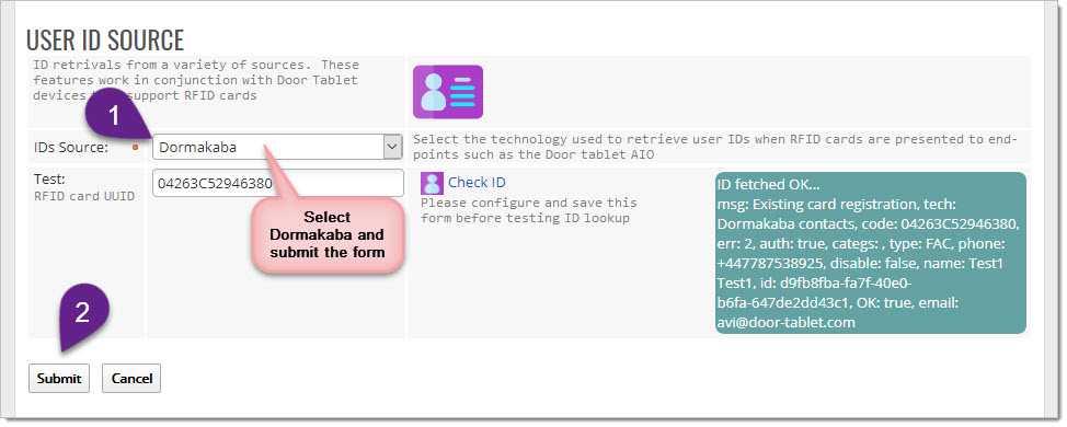Select the IDs Sources, but do not test it yet. Save the form first.