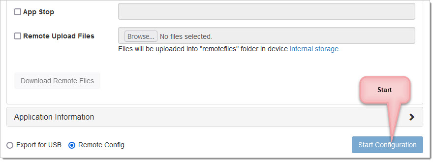 Then, click on Start Configuration as shown below...