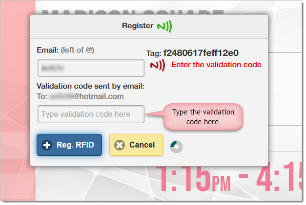 And the tablet shows the field to enter the code...