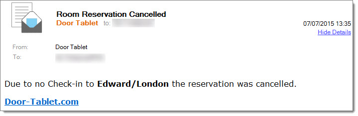 If no one checks-in in time, the meeting space will be released and the person who reserved the meeting space will get the following email:
