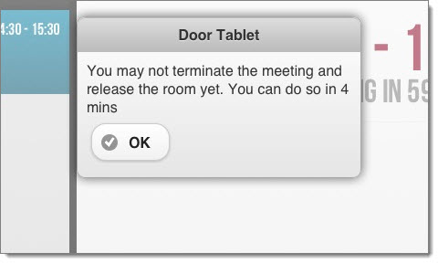 If you no longer need the meeting space and wish to give it up for others to use, simply click "Release Room". Note: you cannot do this until 5 minutes after