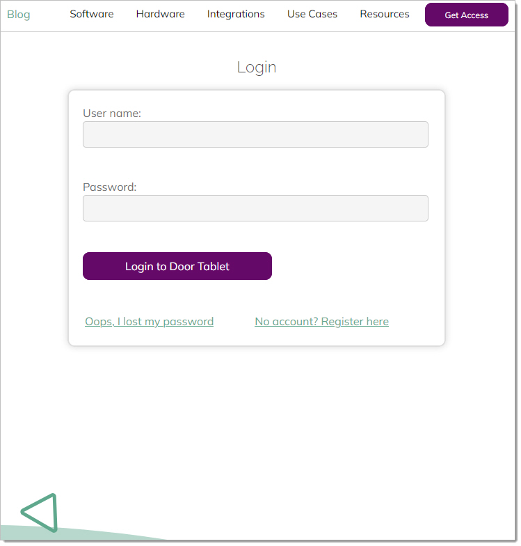 Door-Tablet.com will present you with your user name. The password will be in your email.