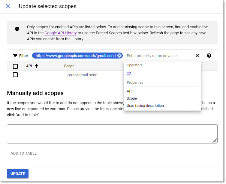You can add a scope by using the above "URLs" as a filter: