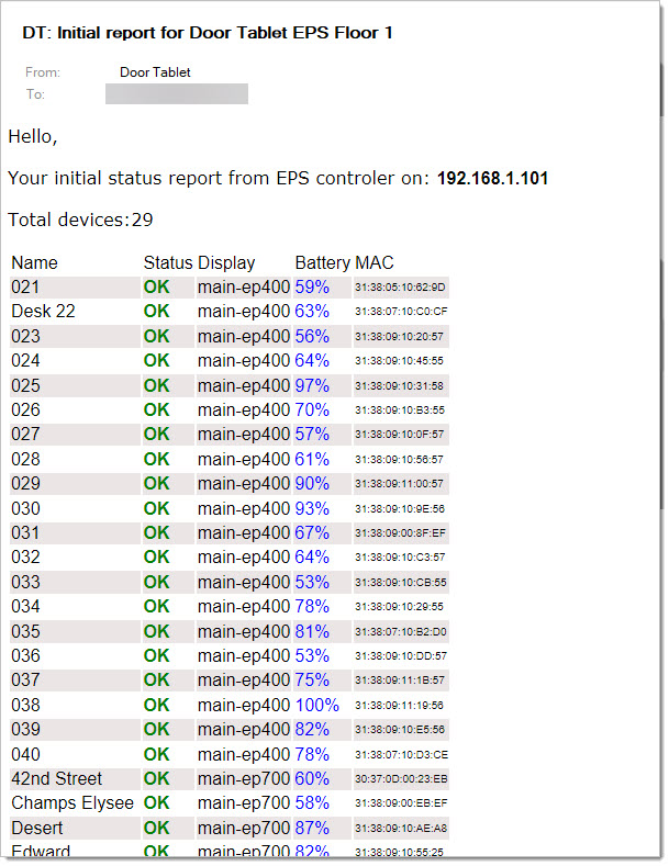 The Door Tablet EPS should be set to restart nightly at midnight when the controller is installed. This ensures the devices get updates and refreshes its