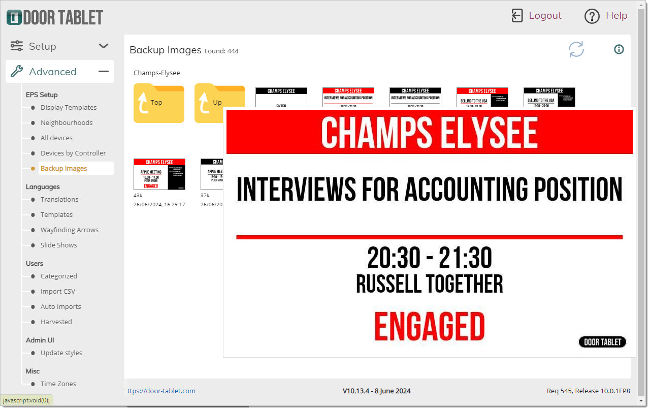 The system shows the images from the EPS Controller they came from. Click on the folder to see postings according to dates. Further selections will show the