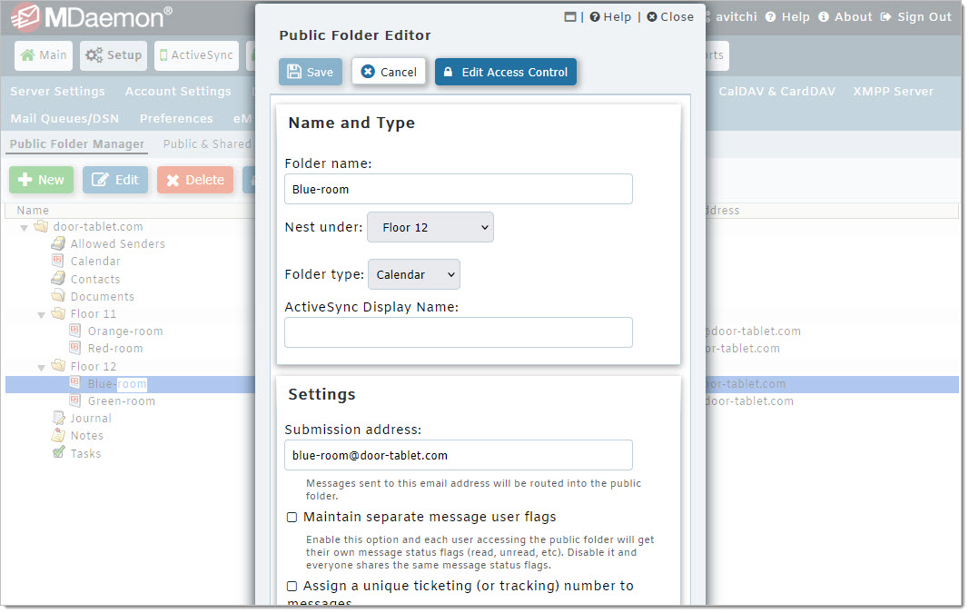 You create a meeting room by creating public folders: