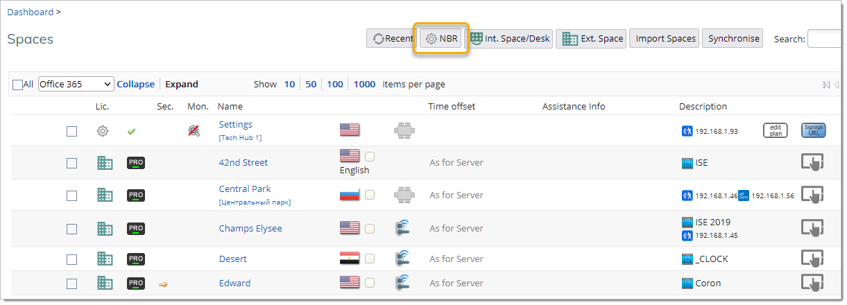 Click on "Nbr Settings" from the Neighbourhood view: