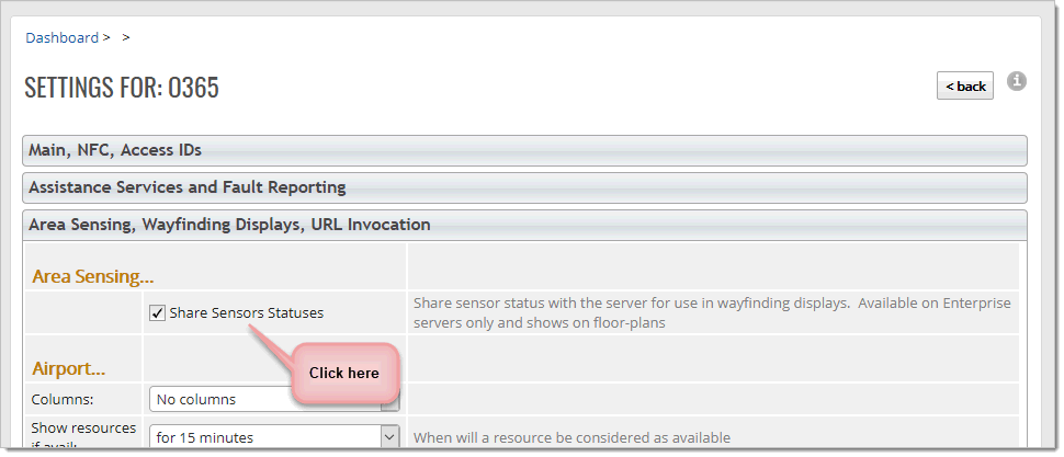 In wayfinding settings, check the following:
