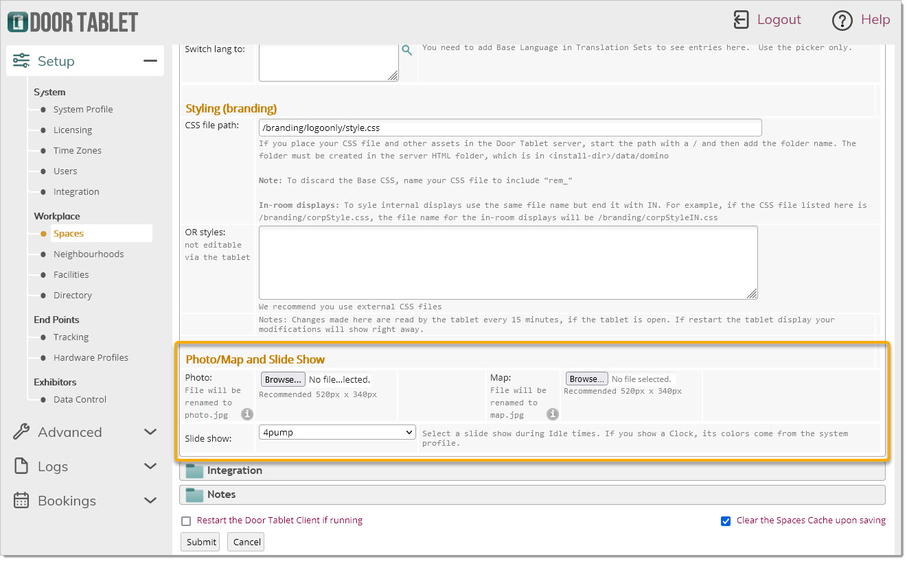 When you upload images using the Web UI - open the meeting space or neighbourhood settings record and scroll to the bottom. Your files need to be in the .jpg