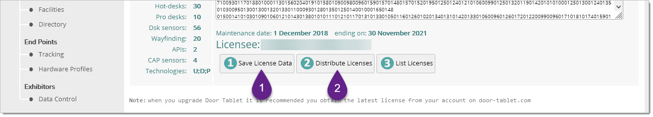 Click "Save License Data". Once saved, click on "Distribute Licenses".