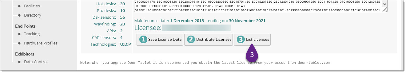 To see what is licensed you click on "List Licenses":