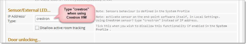 When using Crestron sensor hardware type "Crestron". No UIDs will be required.