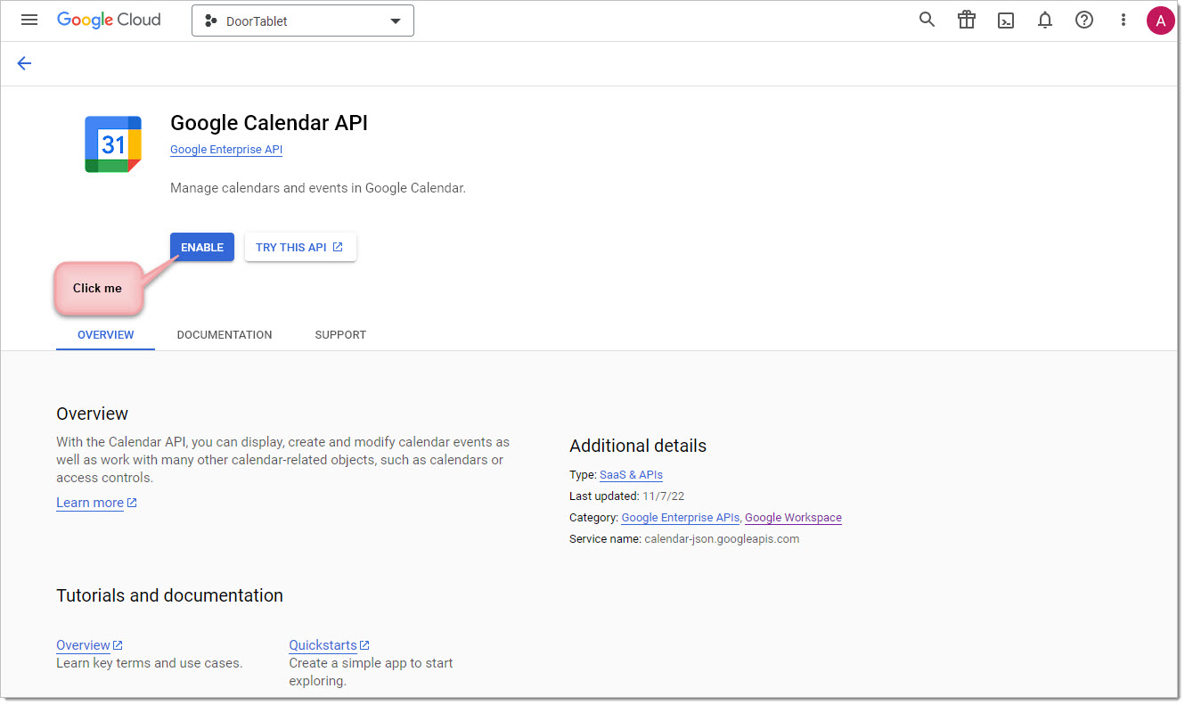 Scroll down to the Google Calendar API and click on OFF to turn it ON. Repeat the action for Gmail API. In the image below the APIs are enabled.