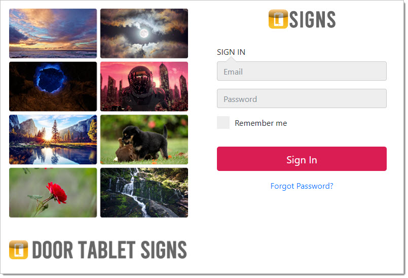 SIGNS Login screen