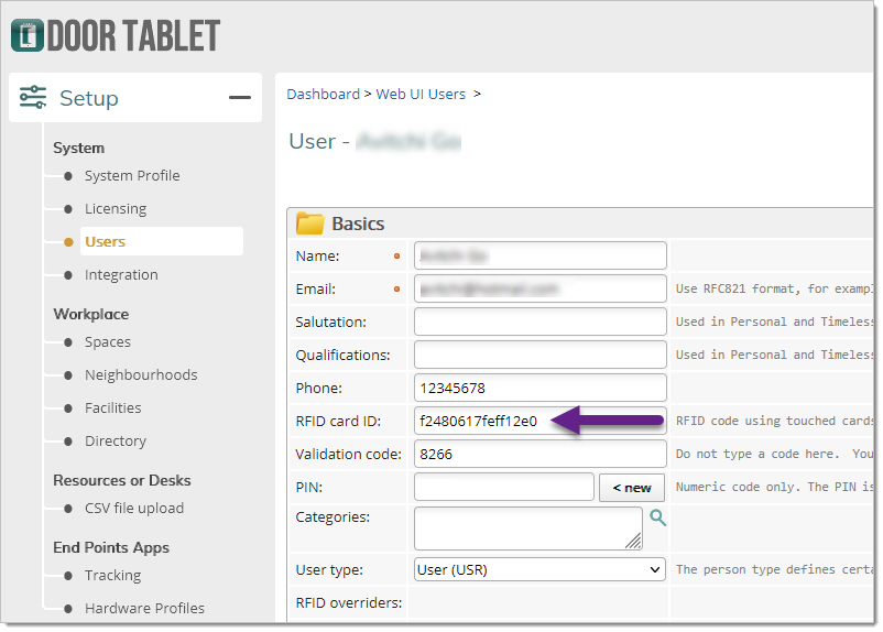 The user record will now show the Tag, as expected: