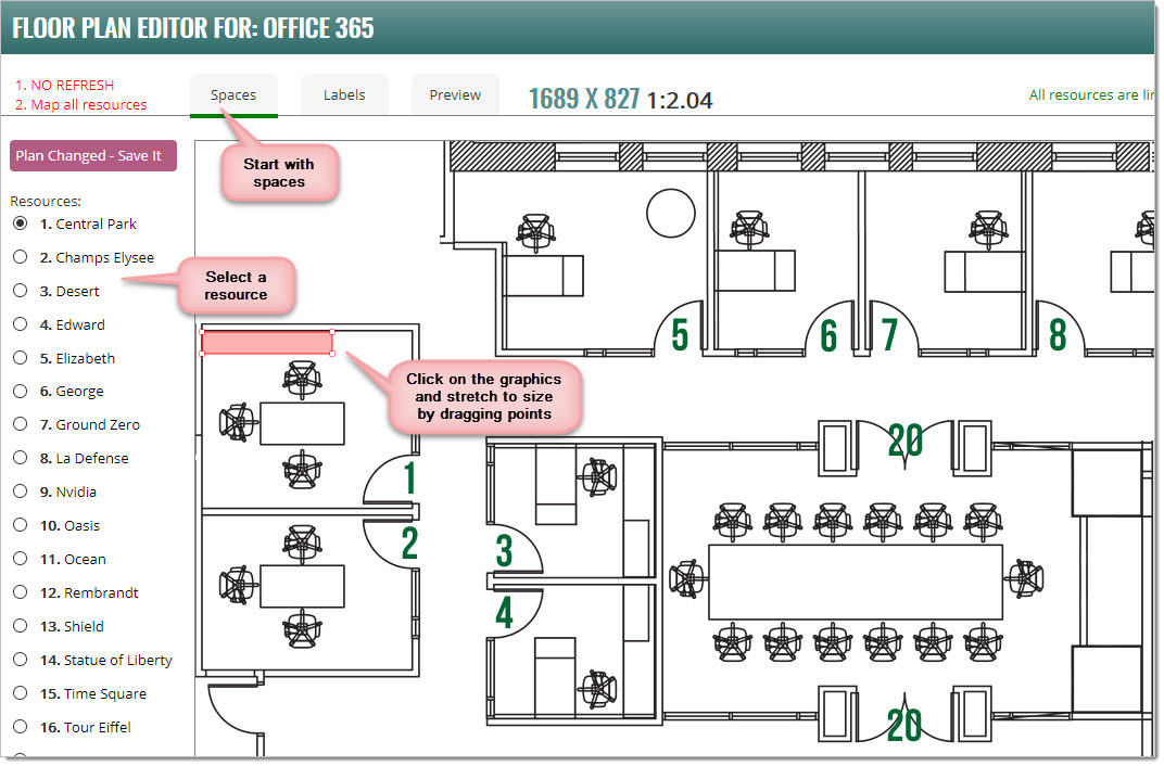 Linking resources and image areas: