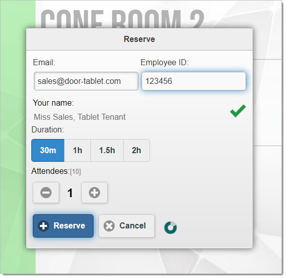 When the Employee ID matches... the Reserve button becomes active:
