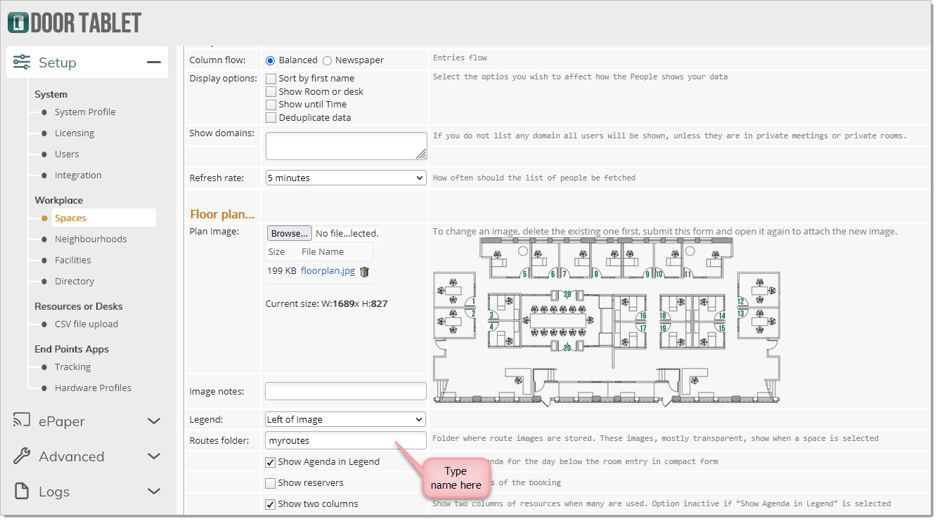 Use the Settings document to list the folder name: