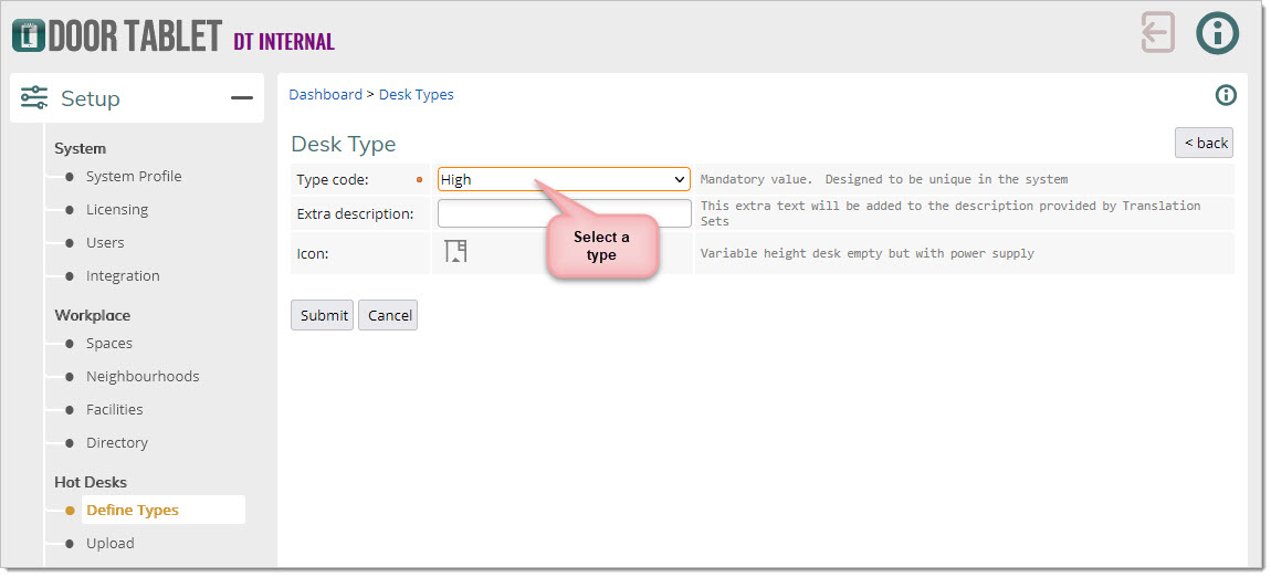 Please note: Types have to be unique. As you add types the available choices will be reduced.