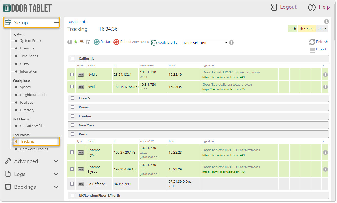 To access the tracking area open the Web UI and click on "Client Tracking":