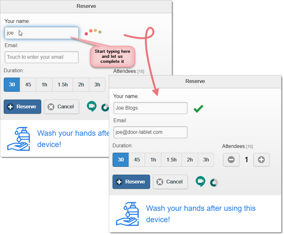 Start typing your name and Door Tablet will get the complete details for you.