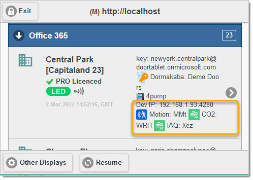 Please note that you can get the sensors UIDs and Device Hub IP address by opening the relevant space.