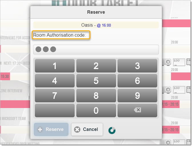 Rooms which required an access code will present a numeric pad with which looks similar to the PIN pad, but grey color...