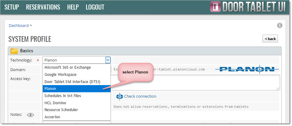 Start by selecting the technology:
