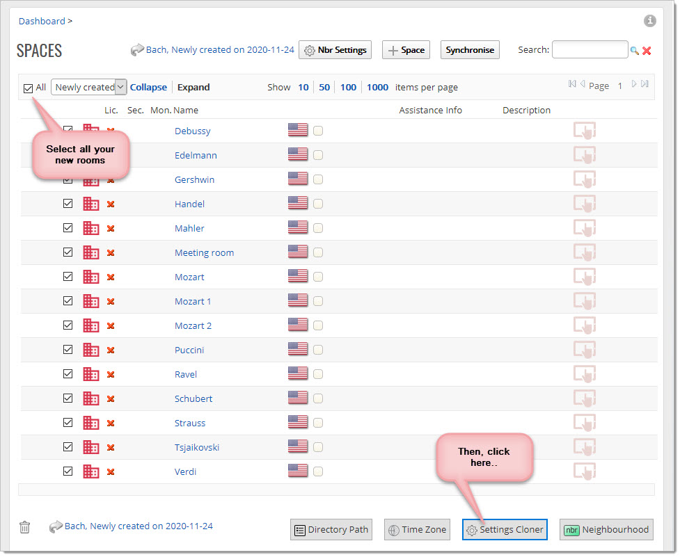 Save your work. You are now ready to propagate the settings to all your newly created rooms.