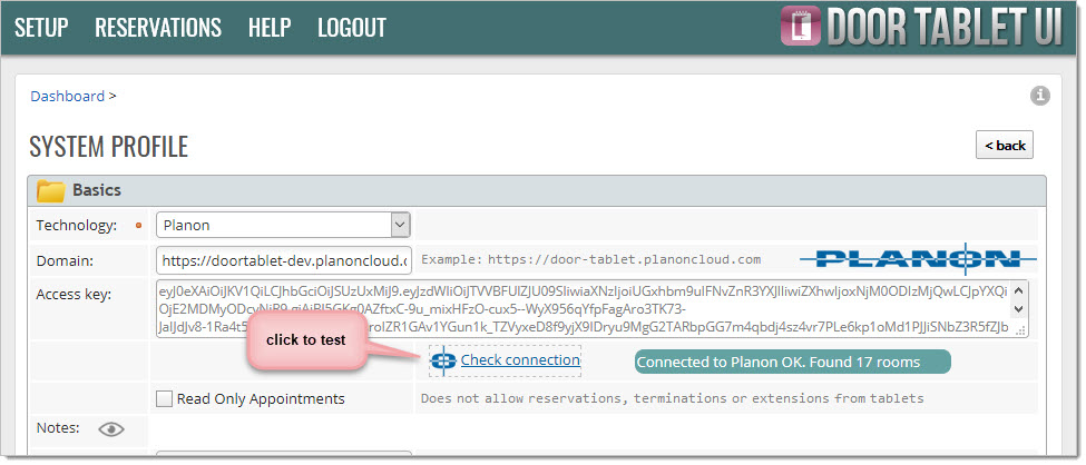 You are now ready to test the connection to Planon: