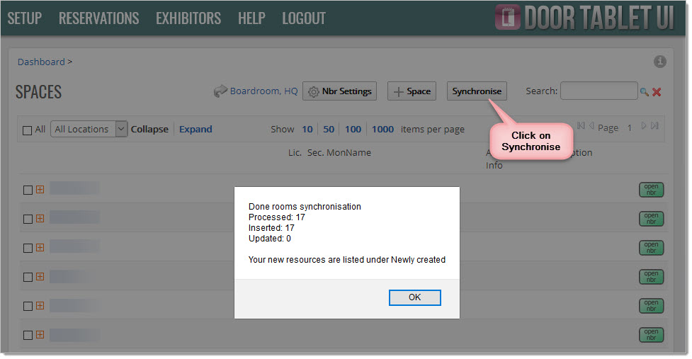 You are now ready to Synchronise the Door Tablet server with Planon and configure your spaces.