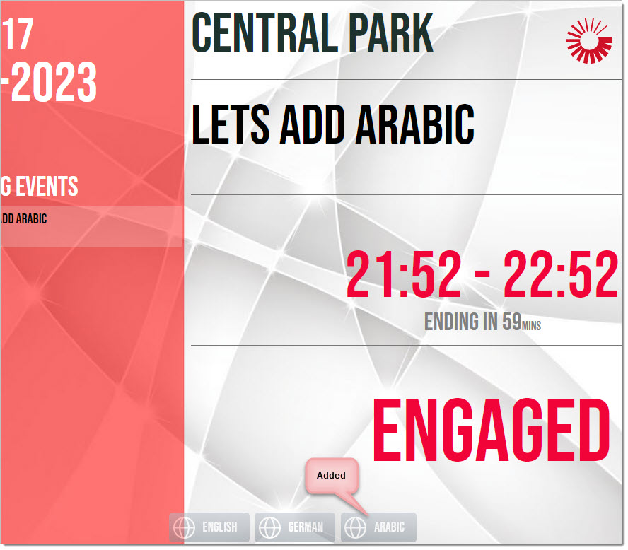 The result, Arabic switcher is added: