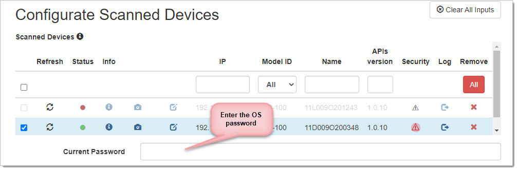 3. If your device already runs the Hardened OS, a password will be set. Enter it...
