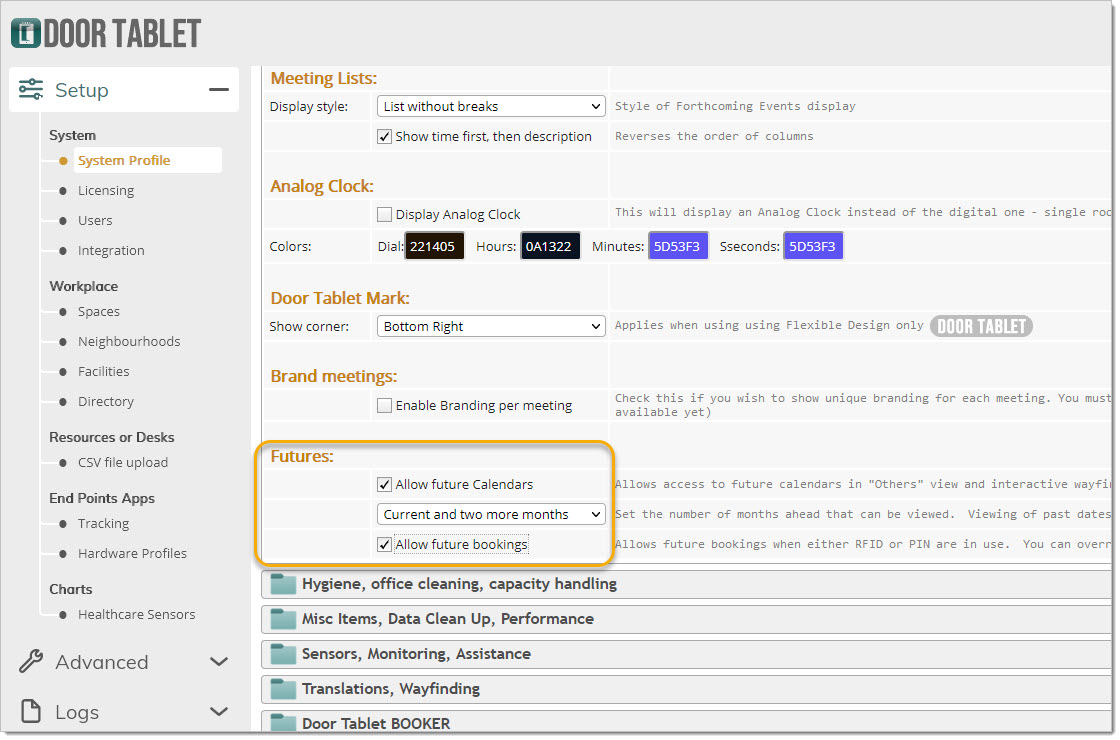 Open the System Profile and under Meeting Processing, Display, Futures