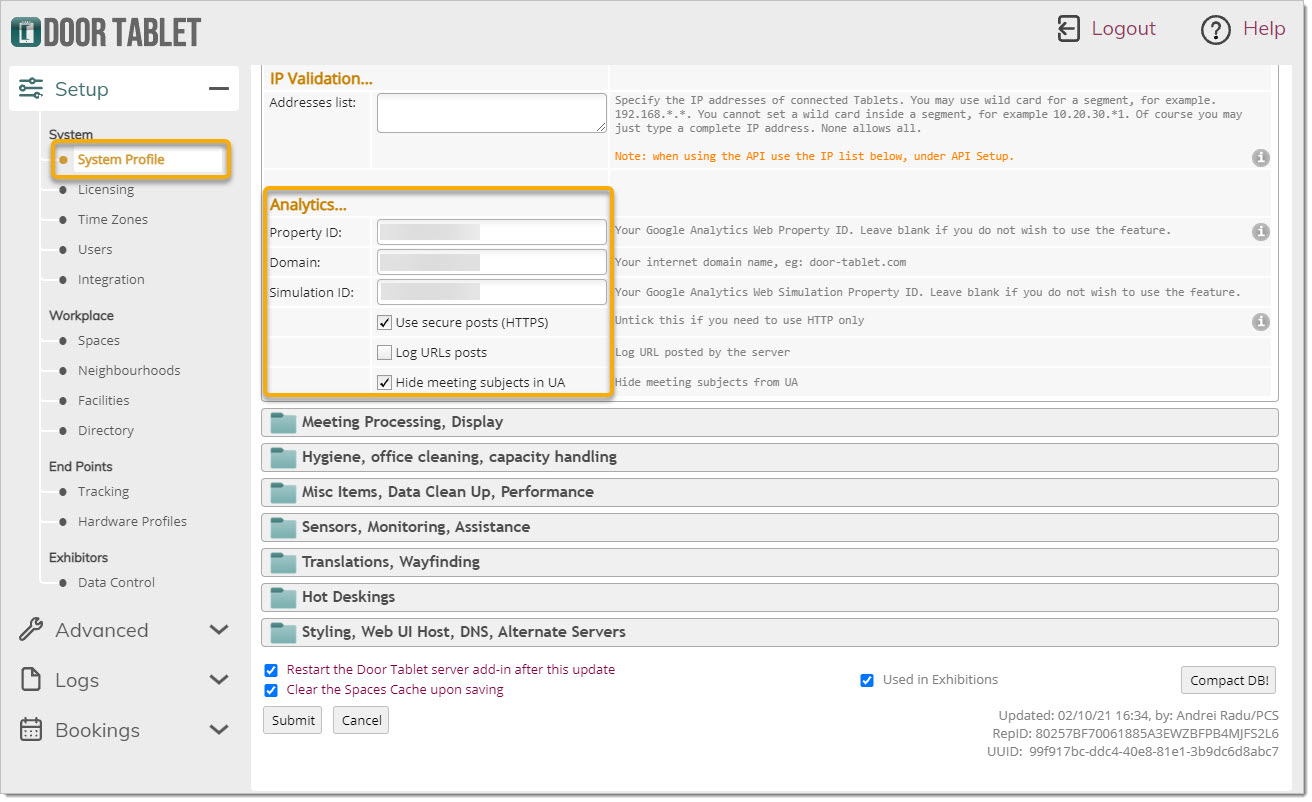 This step assumes that you have already prepared UA for use with Door Tablet. See here: