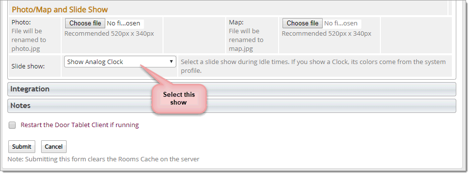 To display the clock on a Slide Show, set it as follows: