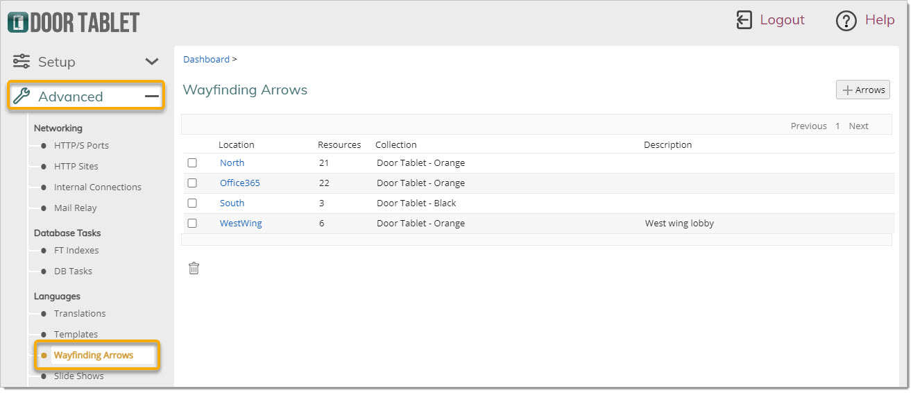 Using the Web UI: click on Wayfinding in the Dashboard.