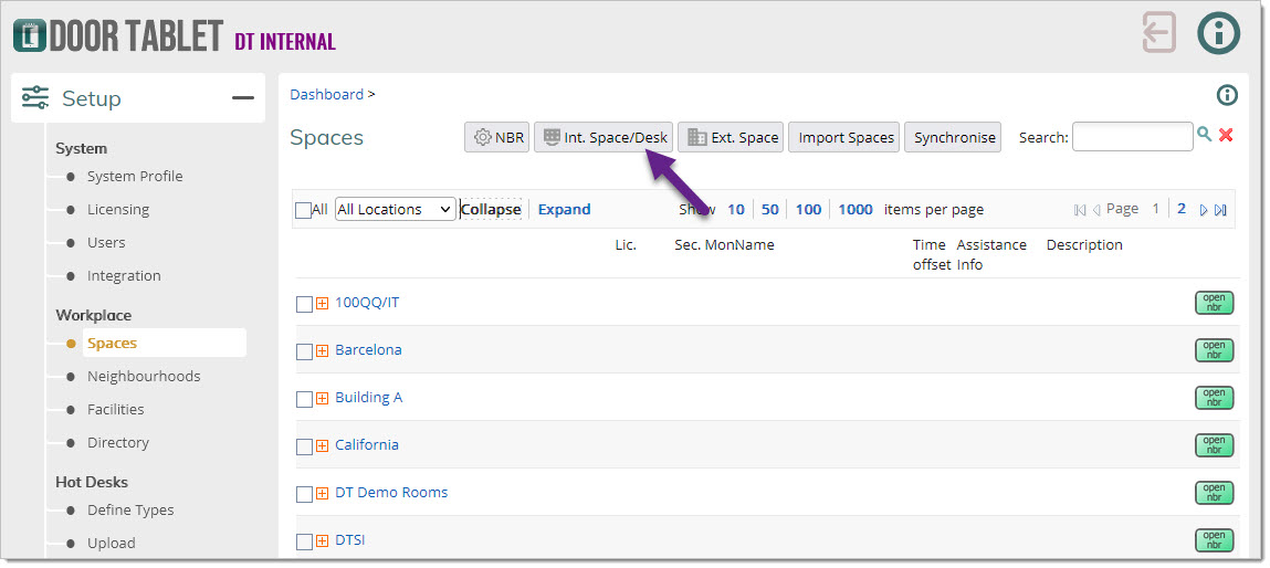 Switch to the spaces views and click on + Desk