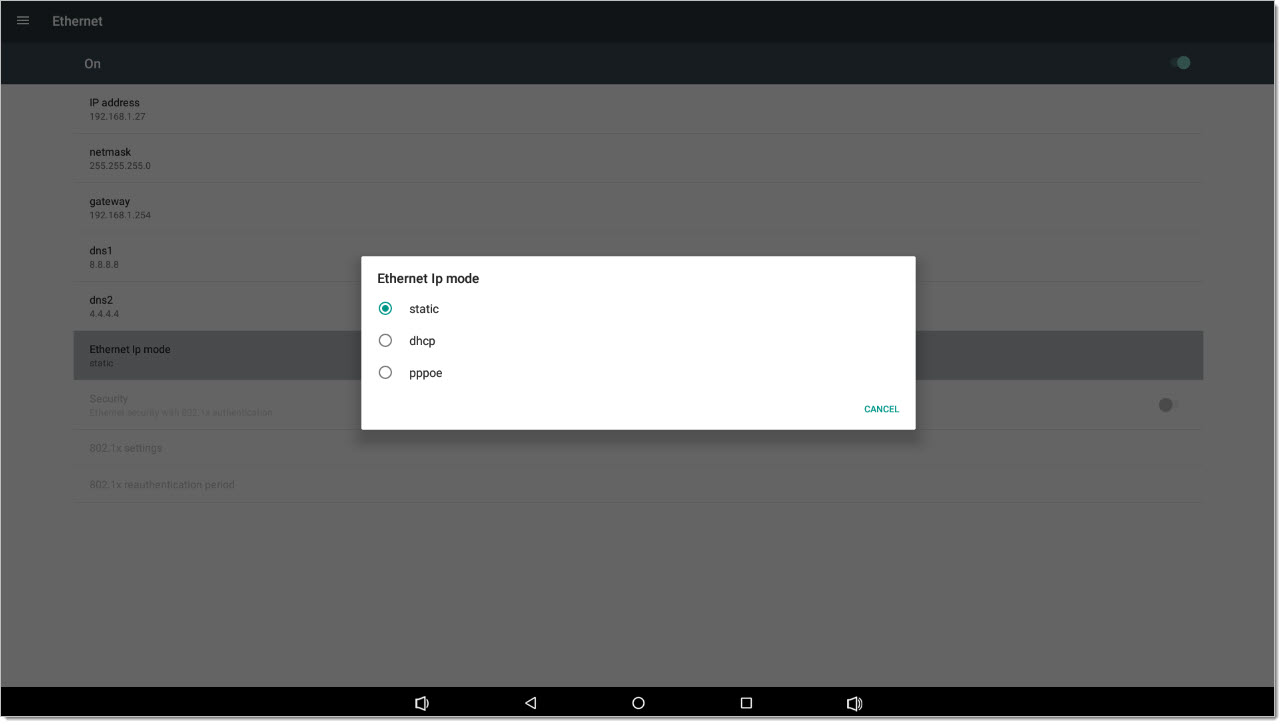 The IP Address for the controller must be set to Static . This is due to the fact that the Door Tablet end-point software will need to connect to the