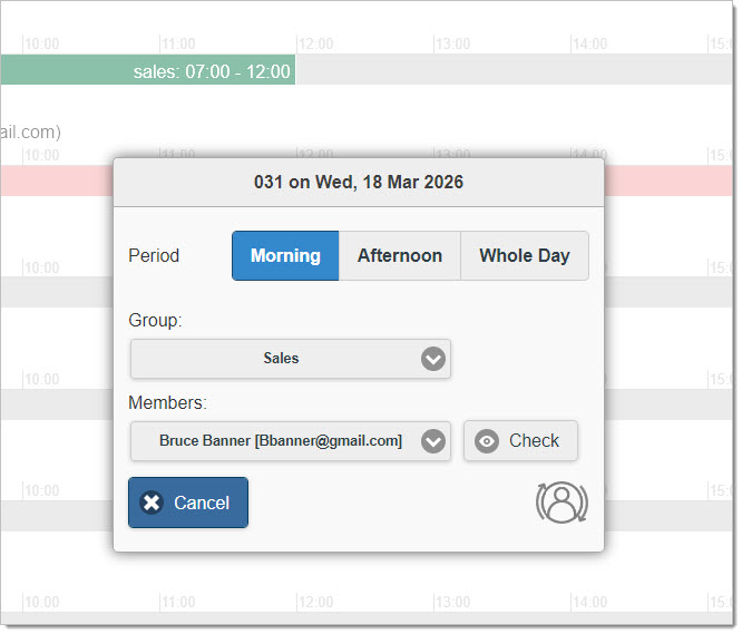 When your system is set for day bookings: