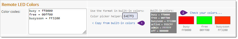 Modify only the values you need, and you can also test your selection (2).